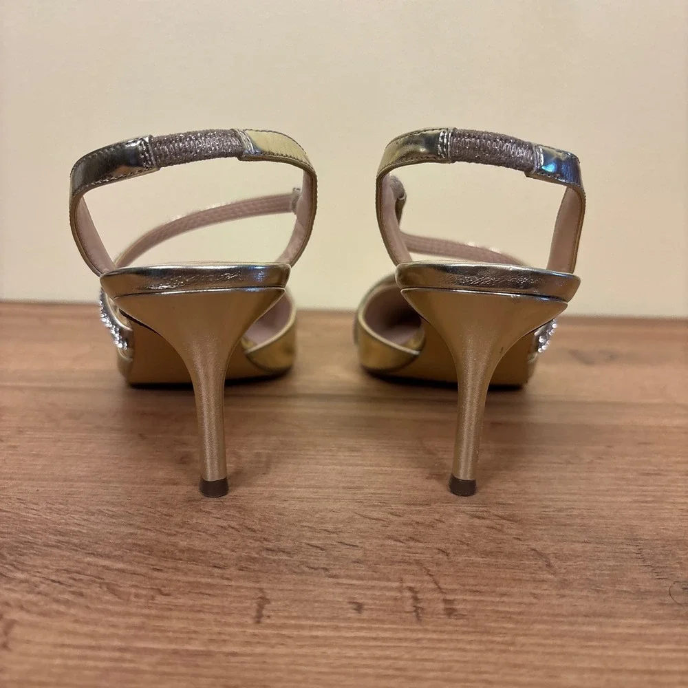 NINA Nela Slingback Pointed Toe Pumps In Platino Gold Women Size 10 Formal Party